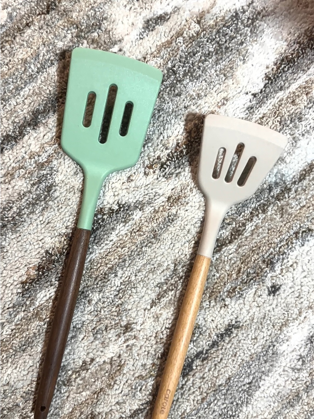 Silicone Slotted Spatula Pair - Mint & Light Gray